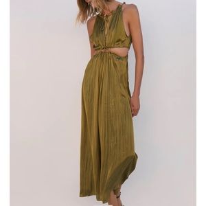 Zara Satin Tie Maxi Dress